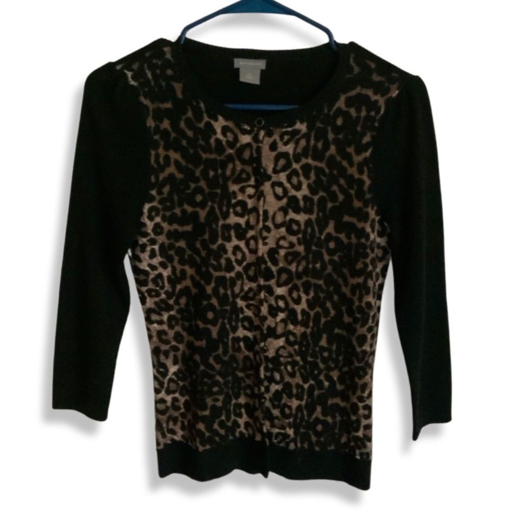 Ann Taylor Animal Print Button Down Cardigan